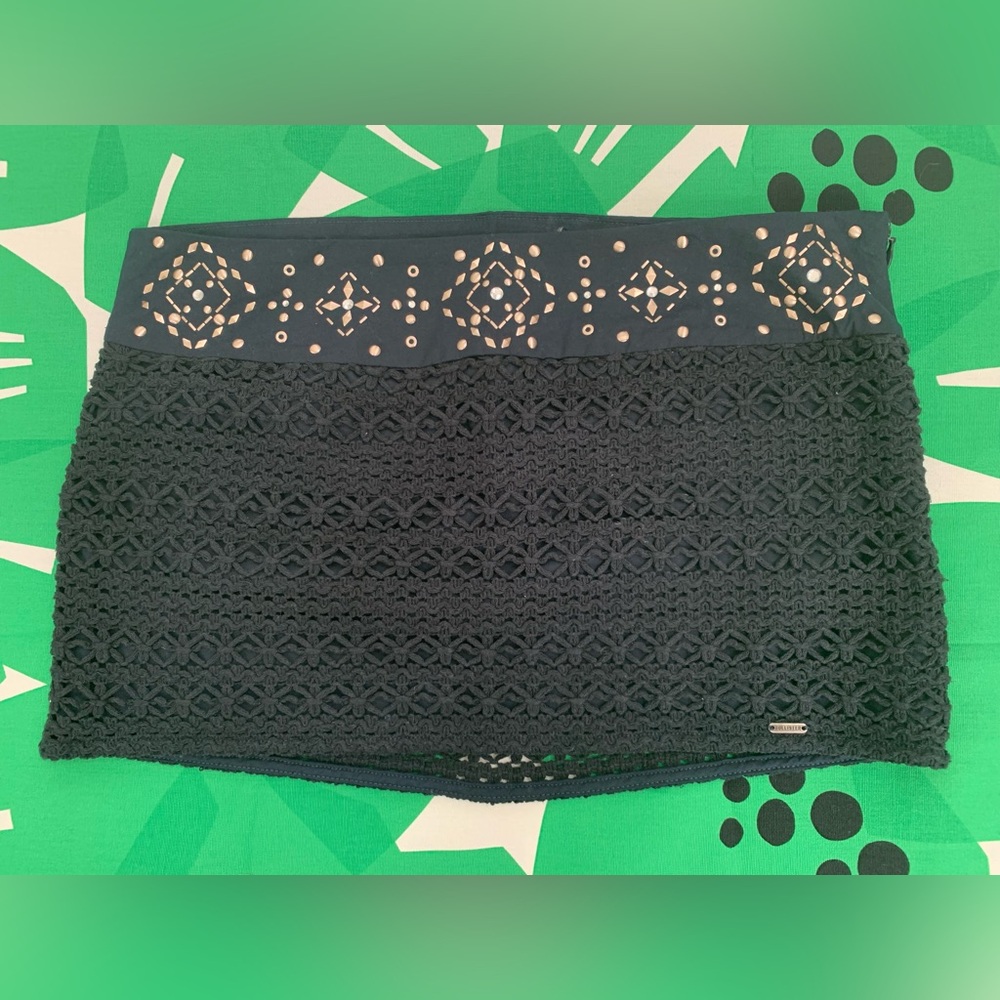 Hollister Size 3 Blue Embellished Lace Mini Skirt Vintage